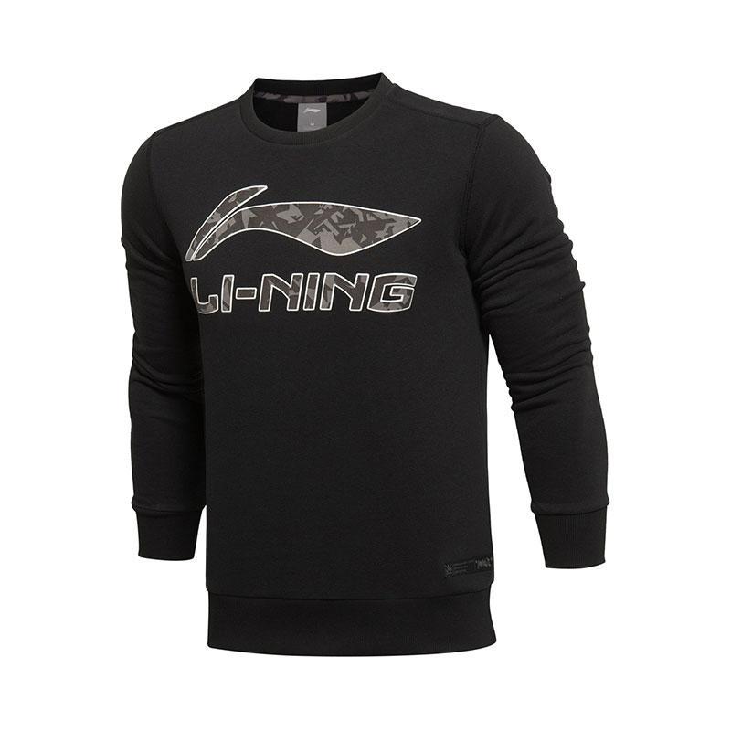 李宁男卫衣秋冬圆领套头休闲运动服装AWDL469-3 3XL AWDL469-3新基础黑