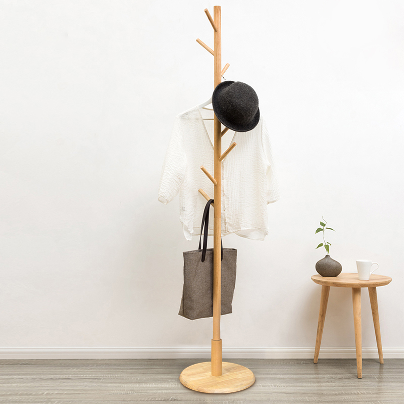 单爱实木衣帽架放挂衣服包帽子架 卧室落地挂衣架桩现代简约挂架