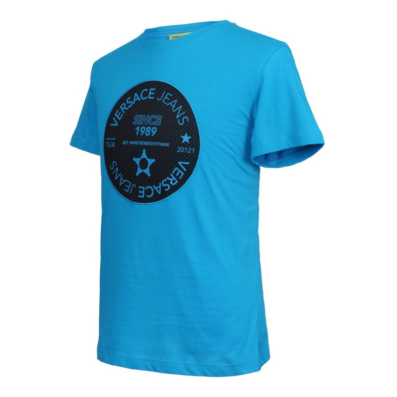 VERSACE JEANS男士蓝色棉质短袖T恤衫B3GTB76J 36610 228