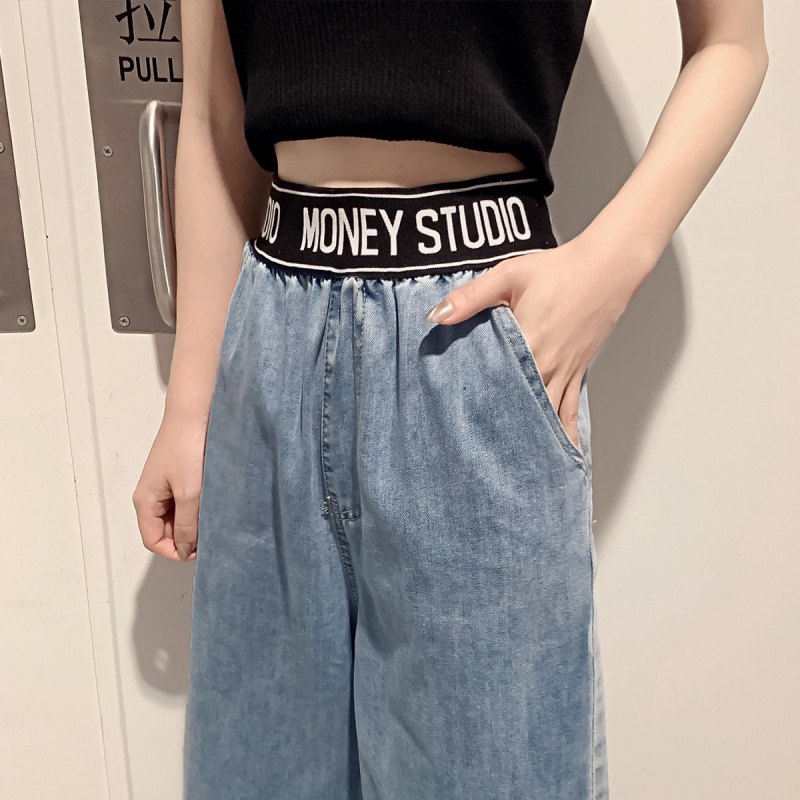 如熙牛仔裤女薄款直筒高腰垂感阔腿cec泫雅拖地老爹裤秋季