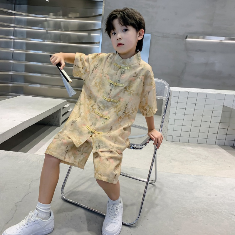 男童套装夏季新款童装中大儿童中国风短袖两件套时尚唐装汉服