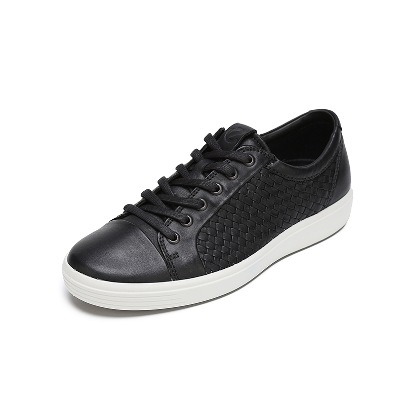 爱步ecco柔酷7号系列男士真皮时尚休闲鞋系带透气板鞋440344