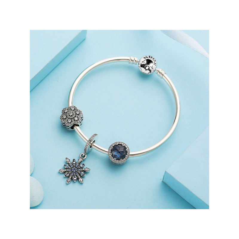 PANDORA潘多拉成品手链 蓝色水晶雪花 925银时尚串珠成品手链 ZH-008