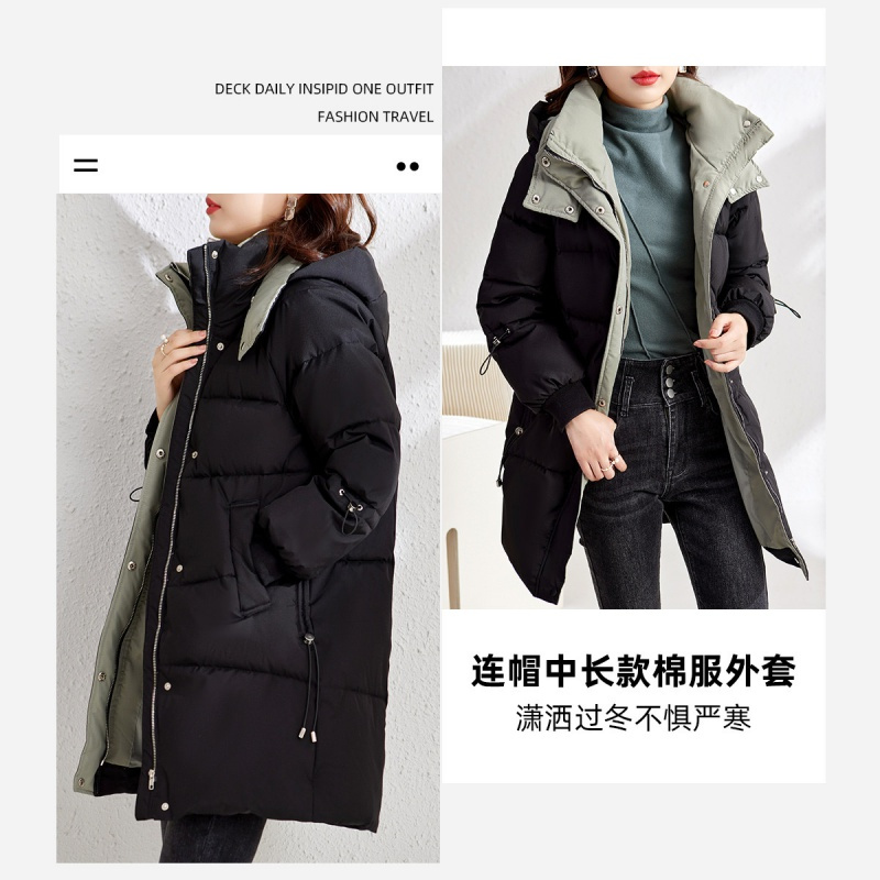 OUNIXUE欧昵雪 | [保暖防风外套]冬季加厚棉服小个子时尚棉袄休闲抽绳大衣女