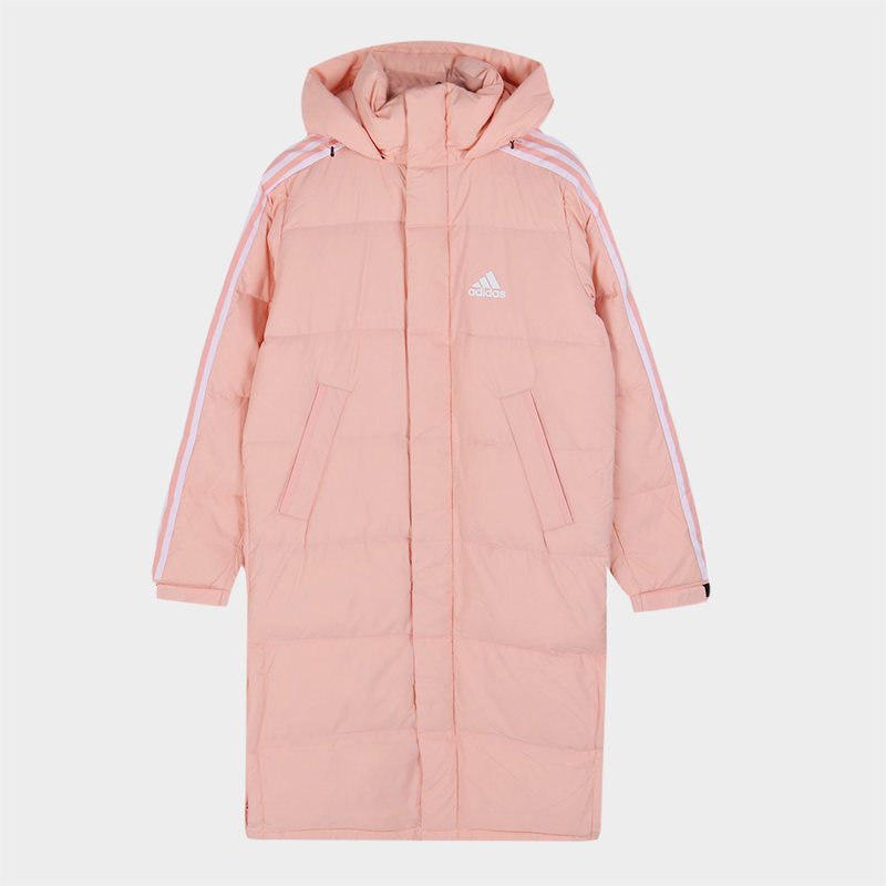 adidas阿迪达斯女外套保暖防风舒适休闲长款连帽羽绒服fq2087视频