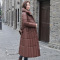 Three Sons棉服女中长款过膝翻领收腰系带显瘦棉衣中年气质棉袄2023秋冬新款
