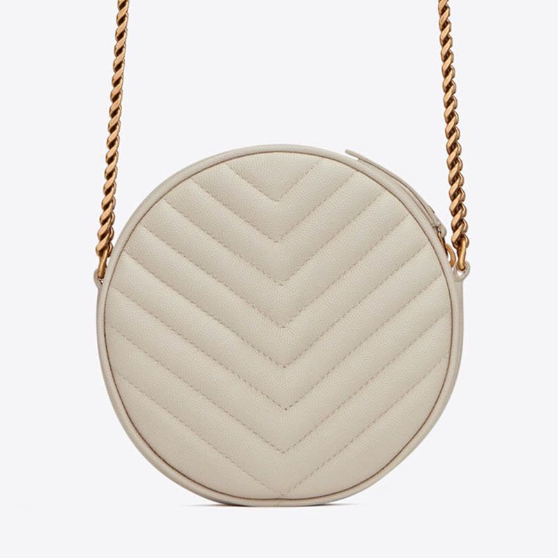 预定 YSL 20新款 VINYLE V形纹绗缝圆形相机包 610436 牛皮革图片