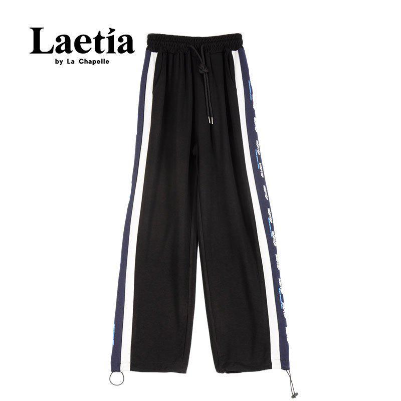 拉夏贝尔Laetia灰色运动裤子女宽松束脚春季新款显瘦阔腿休闲棉卫裤911611989