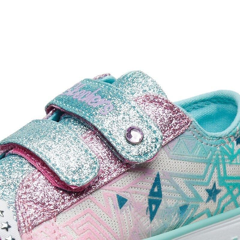 斯凯奇（SKECHERS）童鞋低帮可爱帆布鞋时尚闪钻印花魔术贴休闲鞋10728N图片