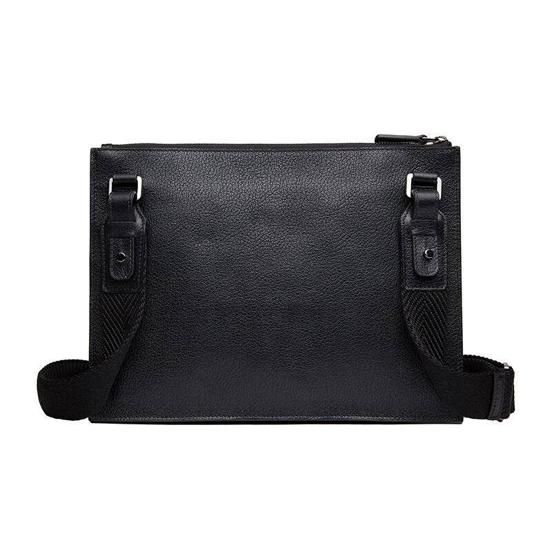 ermenegildozengna奢侈轻奢品杰尼亚男士黑色牛皮单肩斜挎包c1222xcbs