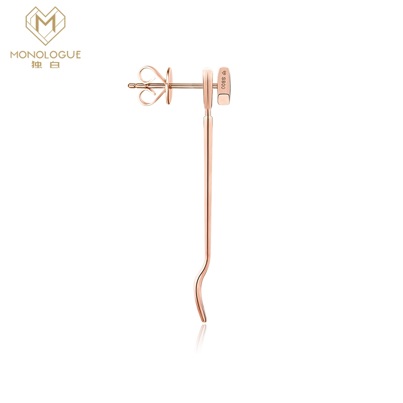 周大福MONOLOGUE独白早餐可爱叉子银托帕石耳钉(单只)MA739精品