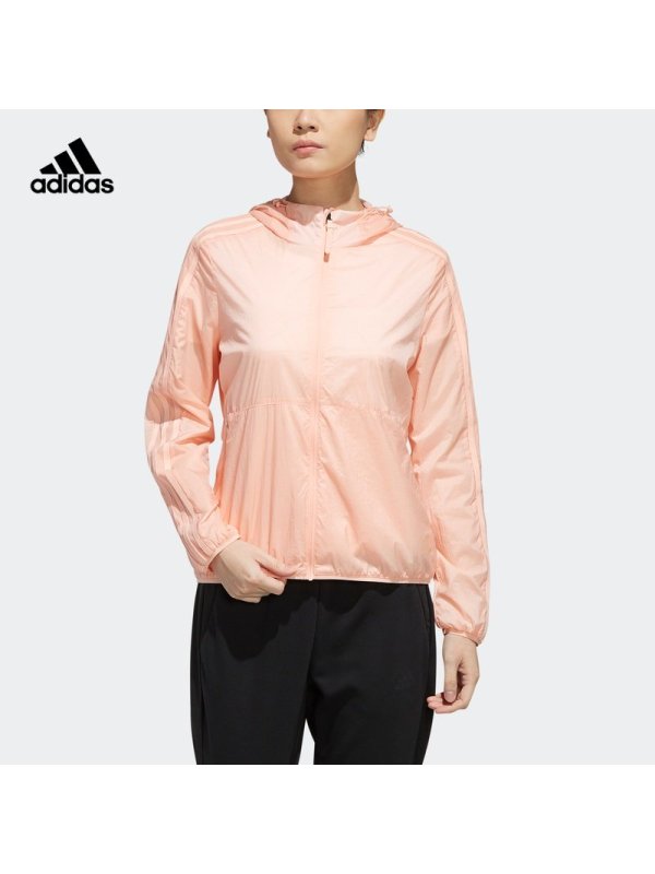 Adidas防风衣阿迪达斯外套女2020粉色上衣梭织运动夹克EH3910