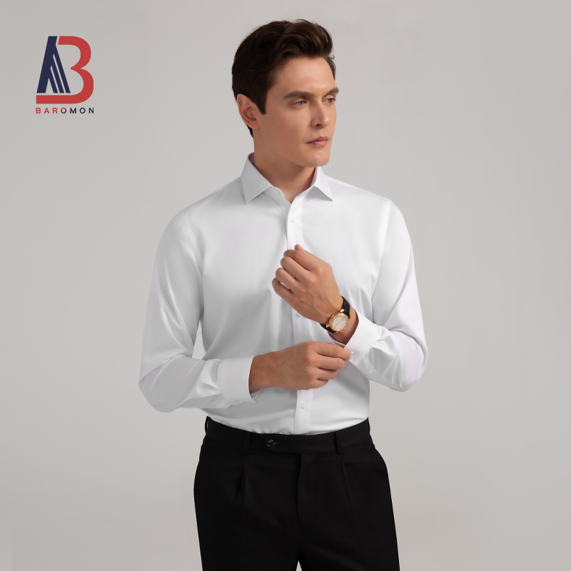 培罗蒙baromon抗菌竹纤维长袖衬衫抗皱易打理弹力正装职业白衬衣视频