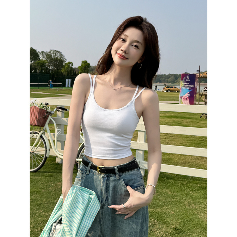 美式酷辣小吊带背心女内搭2025新款带胸垫美背文胸一体夏外穿上衣