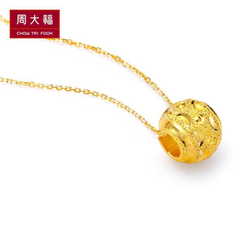 臻选周大福路路通转运珠足金黄金坠计价足金工费48元f155440