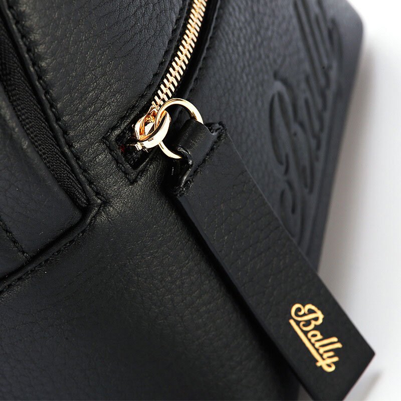 BALLY/巴利 女士黑色拉链红白条拼接双肩包6224413