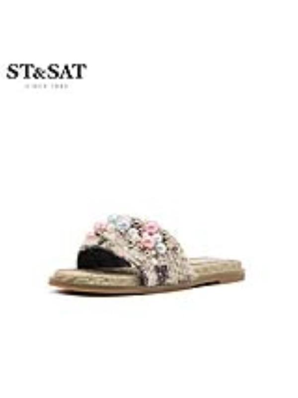 ST&SAT/星期六凉拖平底舒适露趾可外穿女鞋SS92110367
