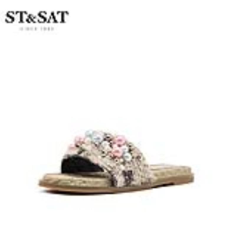 ST&SAT/星期六凉拖平底舒适露趾可外穿女鞋SS92110367图片