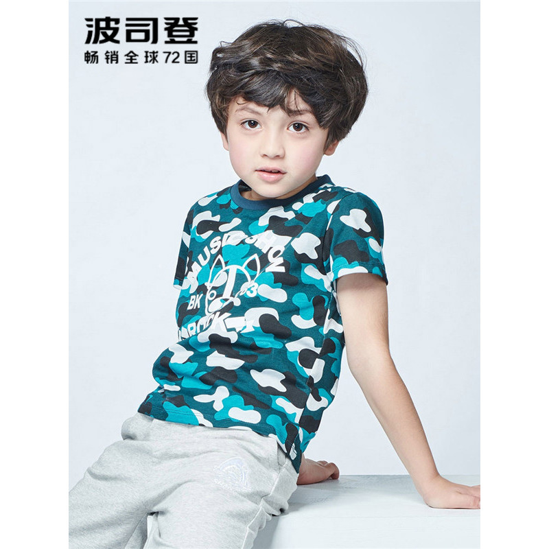 波司登童装男童迷彩短袖T恤2018夏季新款儿童潮流T恤C824CJ1094