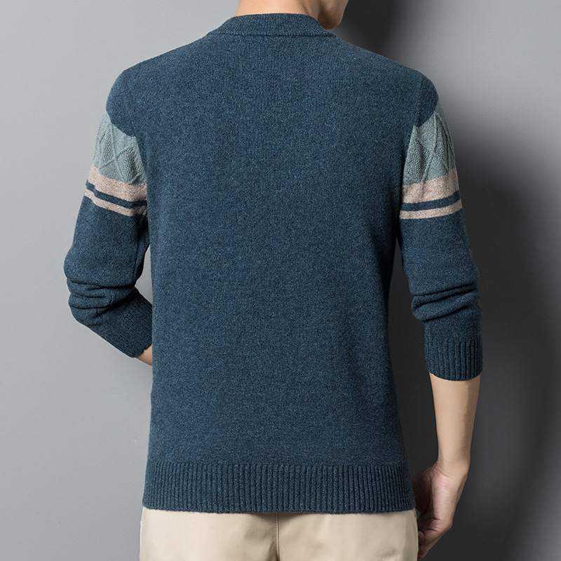 羊毛衫男士圆领秋冬季加厚套头衫中青年粗毛线衣爸爸装针织衫