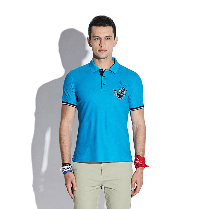 GIOVANNI ALESSASNDRO GA男装夏新POLO纯棉刺绣翻领短袖T恤衫