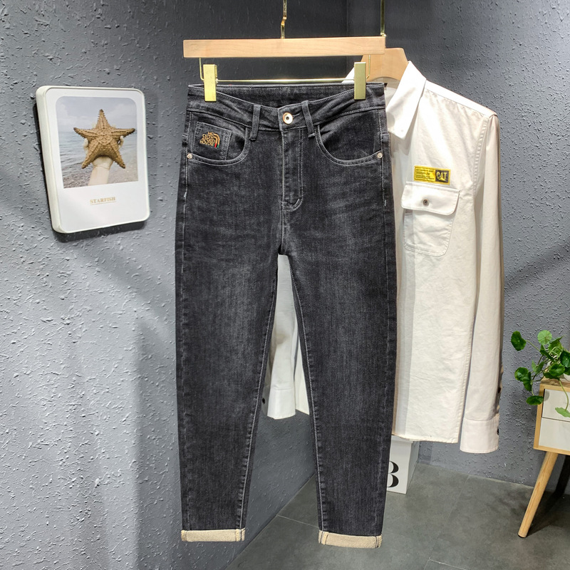 Ceba潮牌男装牛仔裤夏季舒适青少年帅气牛仔裤高品质直筒裤男