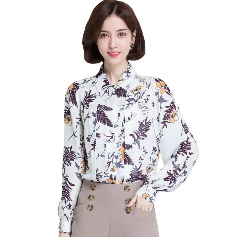 恒源祥女士100桑蚕丝衬衫新品2020夏印花衬衫女衬衣桑蚕丝上衣