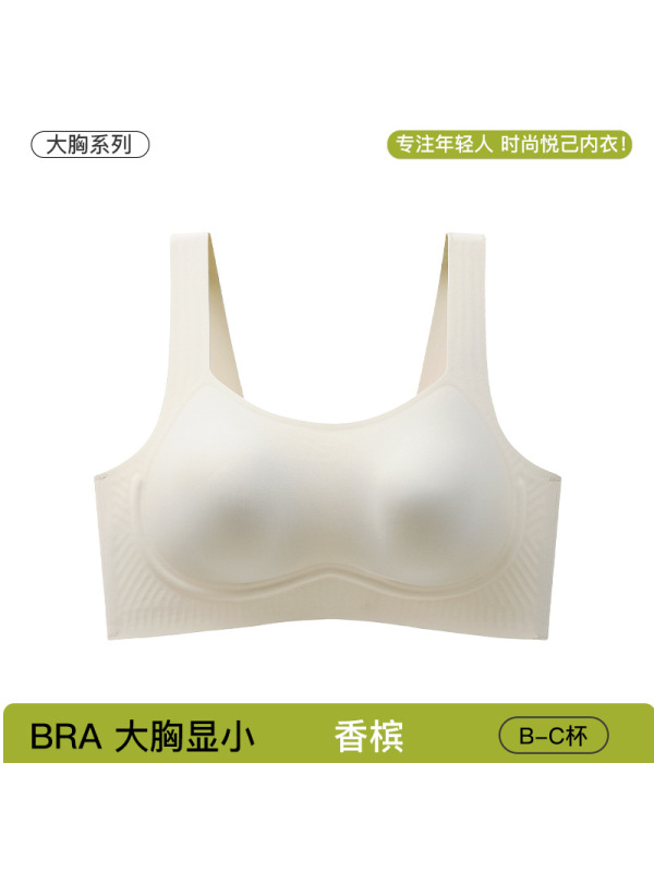 无痕裸感内衣女大胸显小果冻软支撑文胸舒适凉感全罩杯无钢圈胸罩