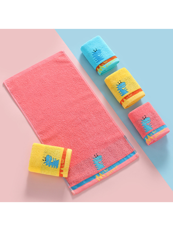 Ceba纯棉儿童毛巾卡通动物绣花童巾加厚吸水婴童通用日用品洗脸小毛巾