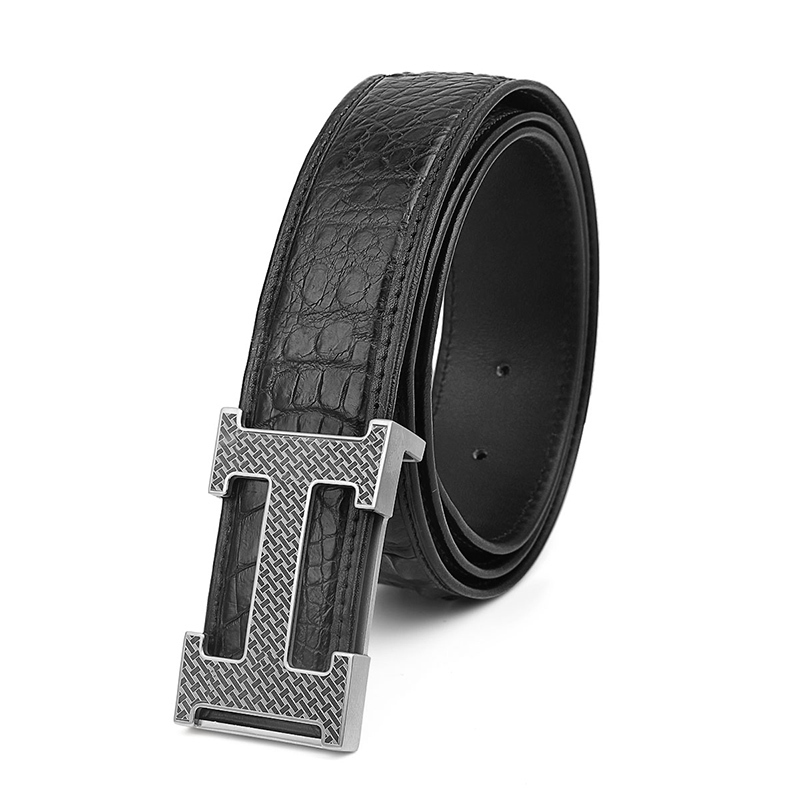 板扣男生休闲礼物礼盒男裤腰带真皮腰带头层牛皮鳄鱼皮男士皮带