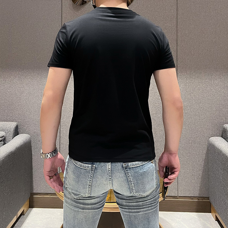 男装欧货夏季新款暴力熊重工烫钻休闲短袖T恤男网红抖音