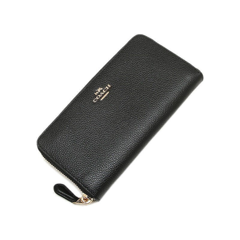 coach蔻驰奢侈品女士专柜款黑色皮质长款钱包58059liblk