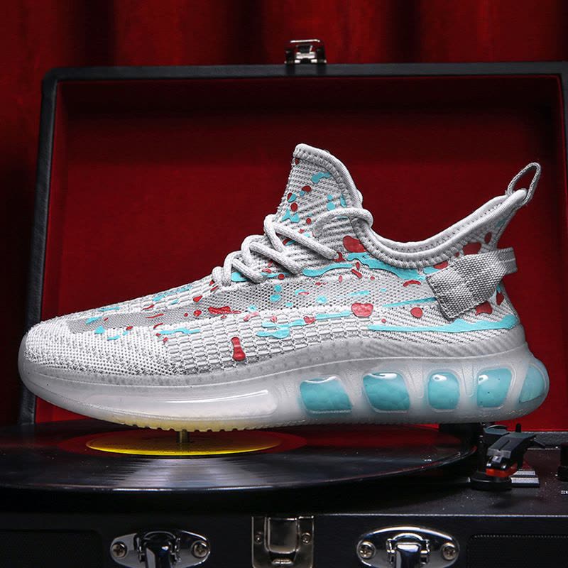 Ceba2022春季新款爆米花飞织椰子鞋潮男彩绘休闲运动鞋网面透气男鞋图片