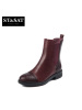 St&Sat/星期六冬季新款牛皮拼接蛇纹圆头短靴女鞋SS64117122