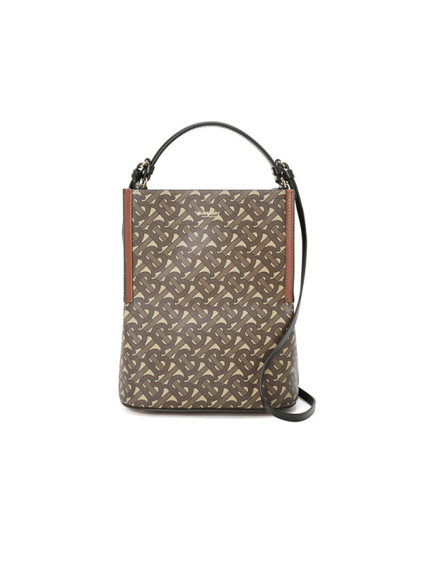博柏利 BURBERRY PEGGY 水桶包小号 字母印字标TB LOGO织物 女士手提包 8026825