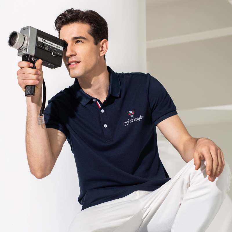 雅鹿男装男款商务休闲系列简约纯色棉质短袖t恤s24extb00117