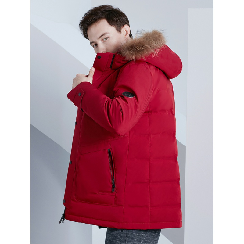 雅鹿羽绒服男士中长款加厚2019新款大口袋修身青少年冬季外套潮y