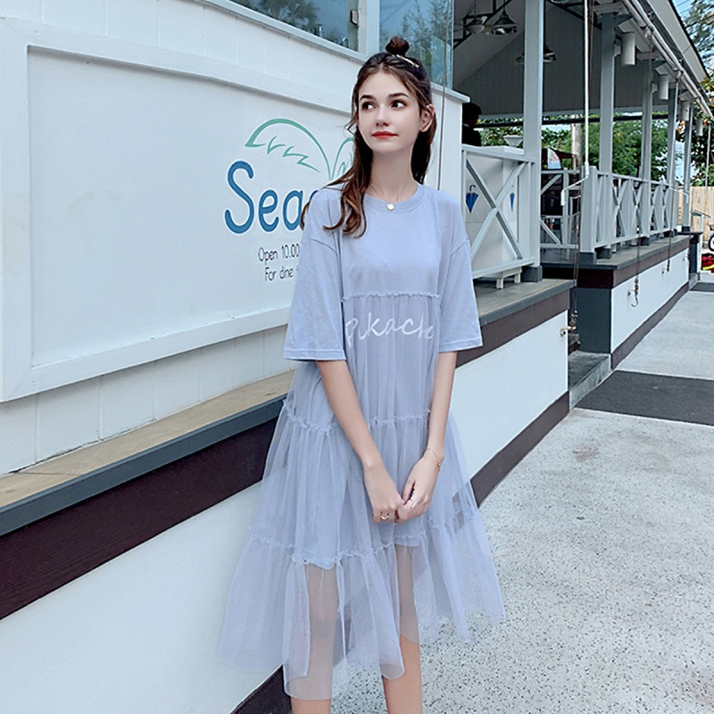 【2019新款夏季连衣裙】流行纱中长裙子夏装女裙子宽松舒适