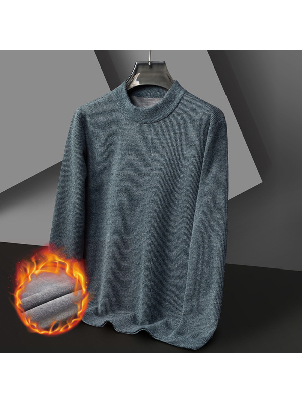 细软雪貂毛休闲针织衫半高领保暖加绒加厚雪貂纯色青年简约打底衫