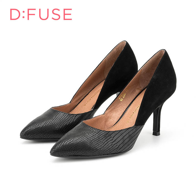 D：Fuse/迪芙斯秋季尖头细高跟浅口女鞋单鞋DF63111106