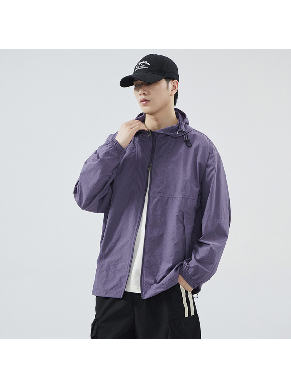 UPF50+男女同款夏季防晒衣户外情侣运动宽松连帽纯色防紫外线外套