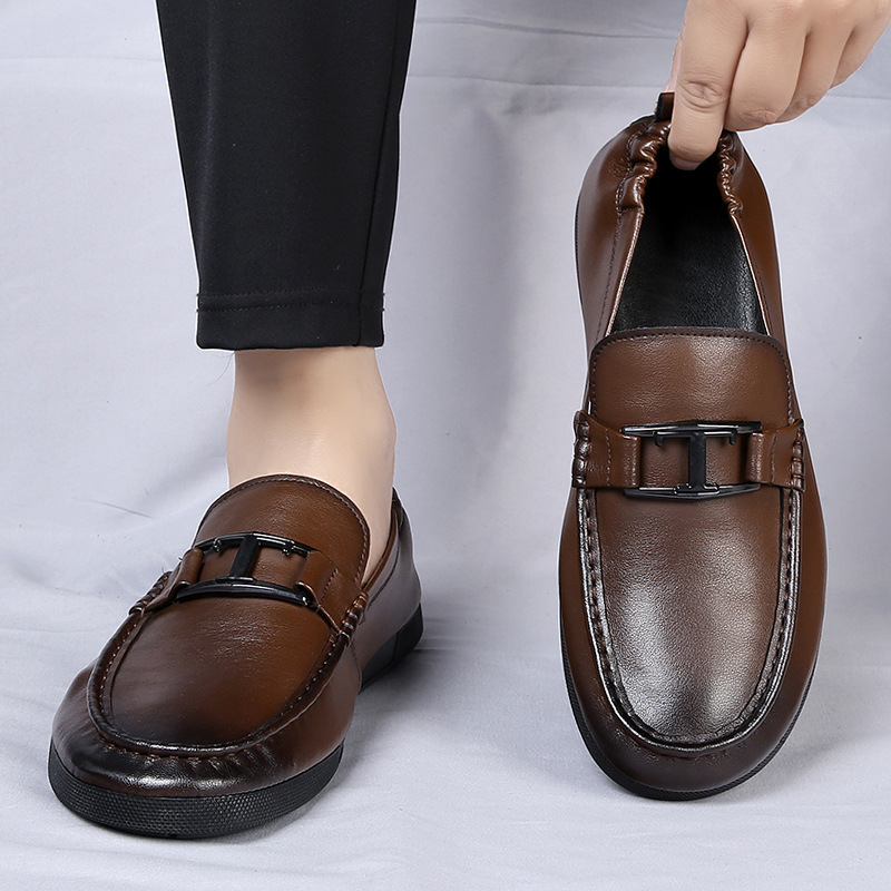春季新款乐福鞋男士时尚商务休闲皮鞋男透气舒适一脚蹬豆豆鞋