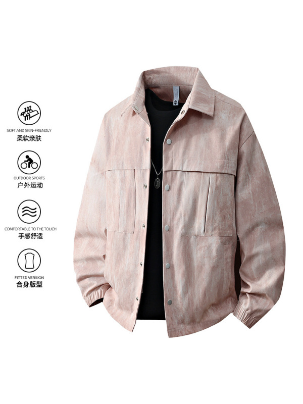春秋新款休闲百搭夹克男潮流时尚翻领情侣外套宽松工装潮牌外套男