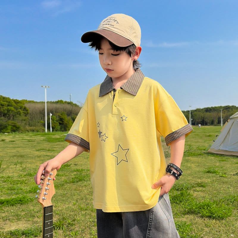 男童夏装短袖polo衫T恤2026新款中大儿童夏季薄款休闲上衣潮T图片