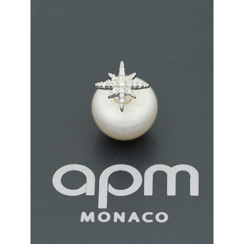 apm MONACO赵丽颖林志玲同款单只星星珍珠耳钉925银耳饰气质穿孔耳环女士首饰气质宴会奢华贵族
