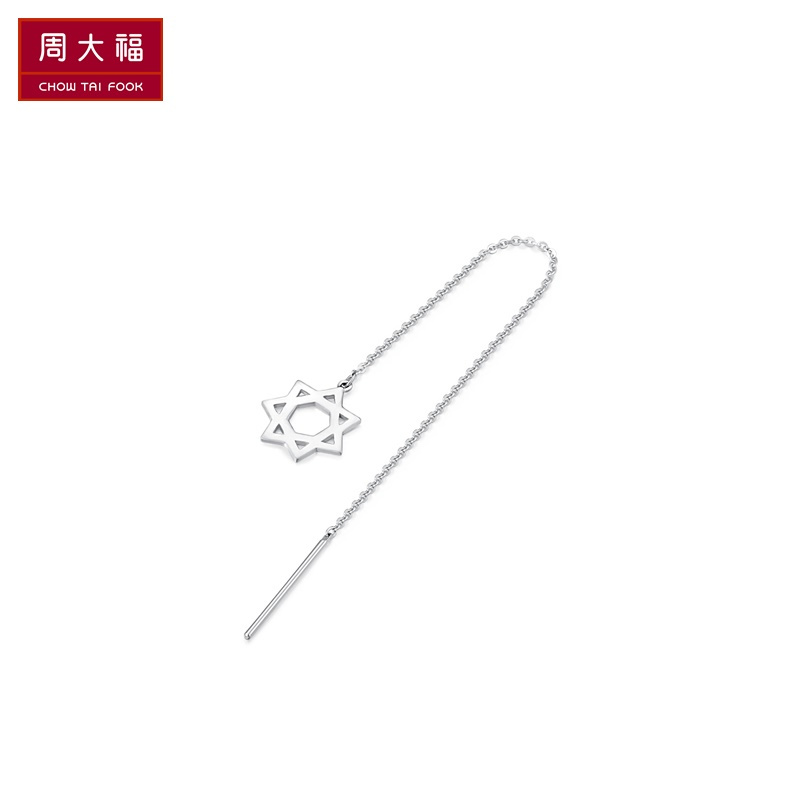 周大福（CHOW TAI FOOK)PT G&W系列 PT950铂金耳钉耳线(单只)PT160380