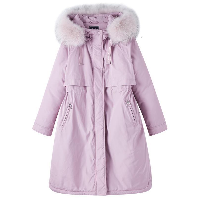 【专柜同款】羽绒服女中长款轻薄2019冬装新款韩版宽松百搭学生BF过膝粉色外套20013896