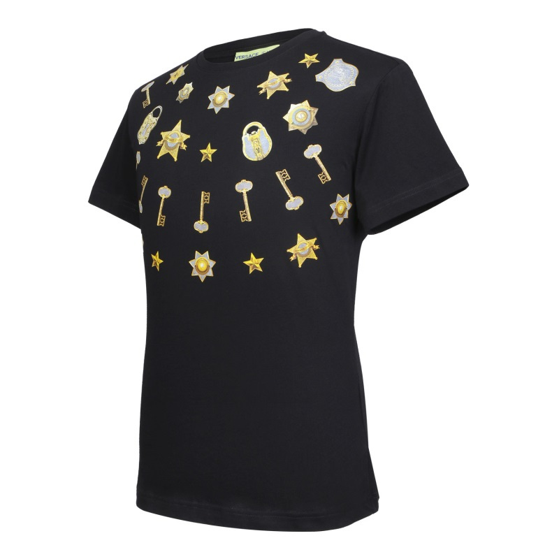 VERSACE JEANS 男士黑色棉质短袖T恤衫 B3GTB73B 36598 899