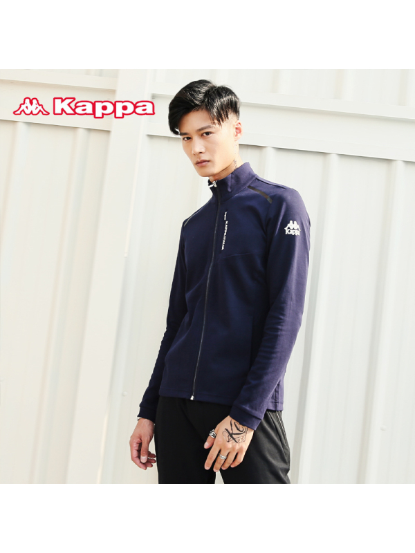 Kappa卡帕男运动卫衣春季上衣休闲服立领开衫无帽运动服