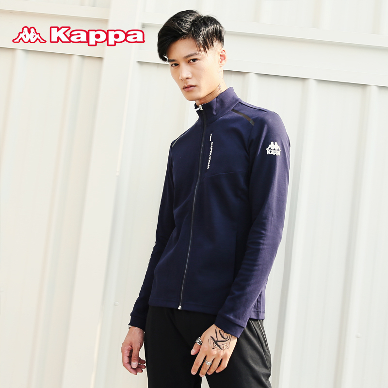Kappa卡帕男运动卫衣春季上衣休闲服立领开衫无帽运动服